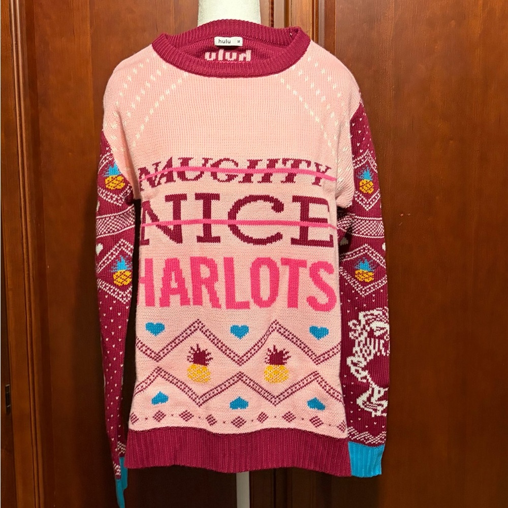 Hulu Naughty Nice Harlots Holiday Ugly Crew Neck Sweater NWOT